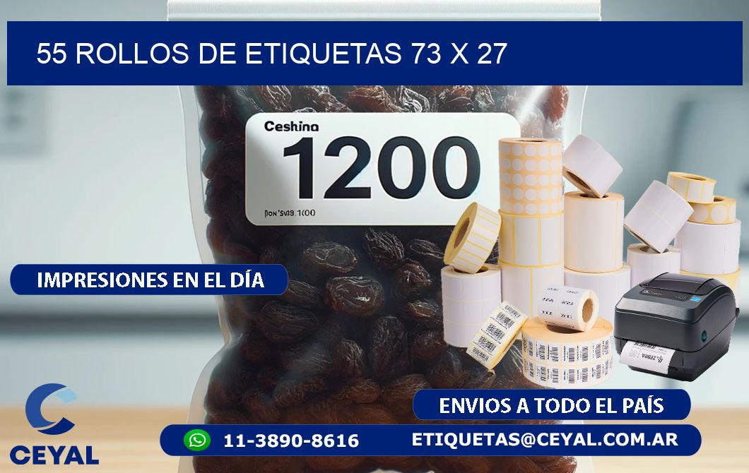 55 ROLLOS DE ETIQUETAS 73 x 27