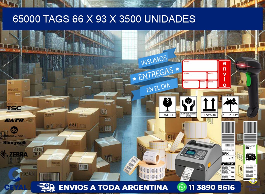 65000 TAGS 66 x 93 X 3500 UNIDADES