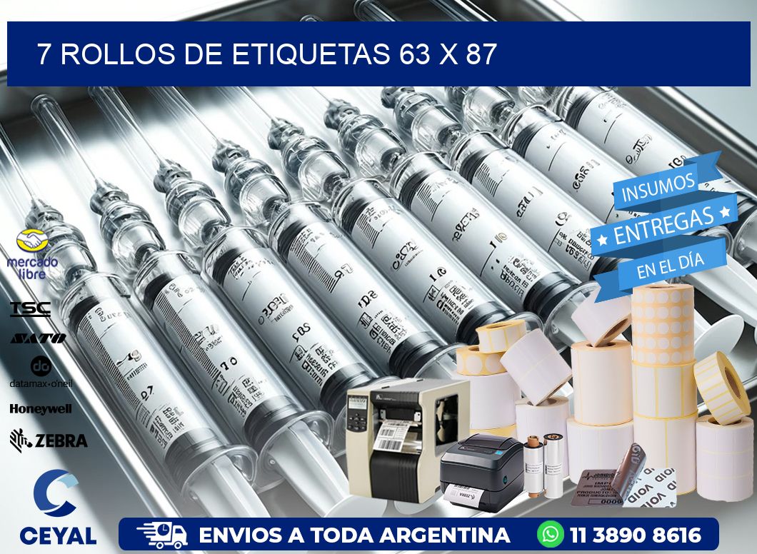 7 ROLLOS DE ETIQUETAS 63 x 87