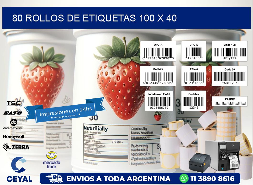 80 ROLLOS DE ETIQUETAS 100 x 40