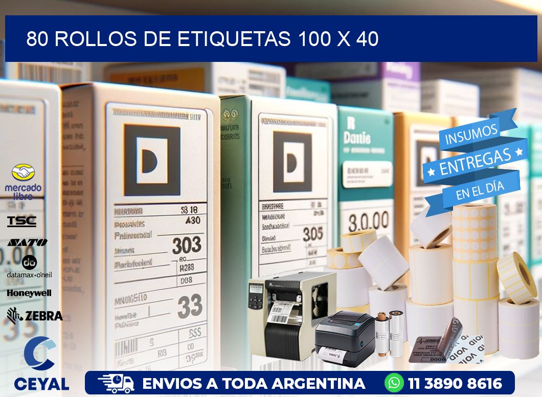 80 ROLLOS DE ETIQUETAS 100 x 40