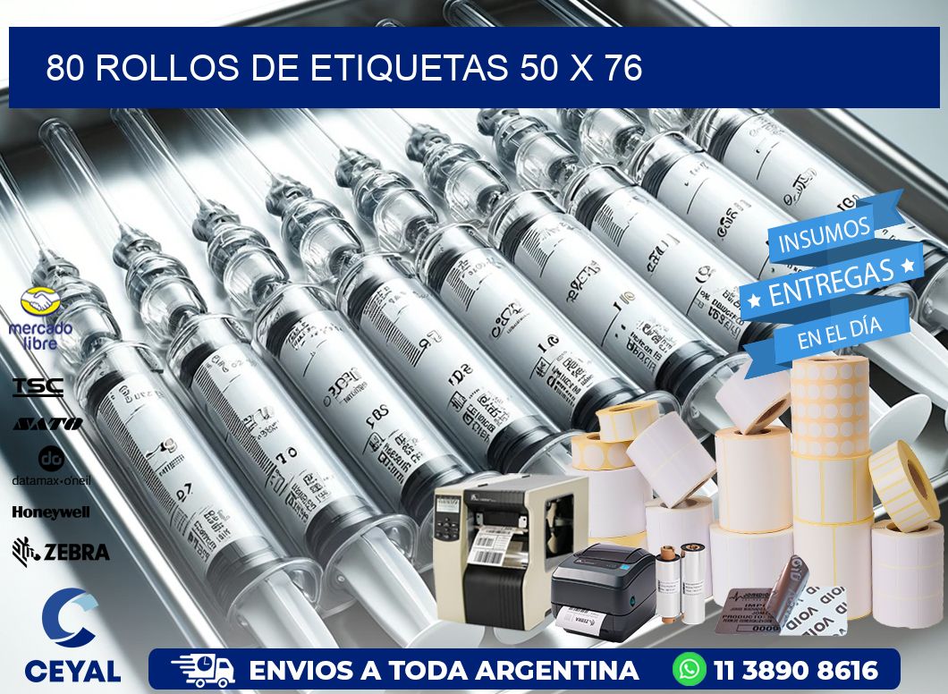 80 ROLLOS DE ETIQUETAS 50 x 76