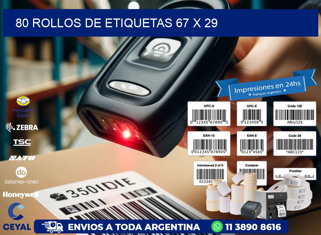 80 ROLLOS DE ETIQUETAS 67 x 29