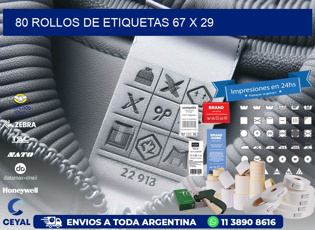 80 ROLLOS DE ETIQUETAS 67 x 29