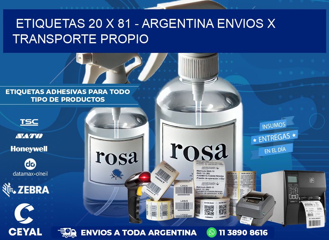 ETIQUETAS 20 x 81 – ARGENTINA ENVIOS X TRANSPORTE PROPIO