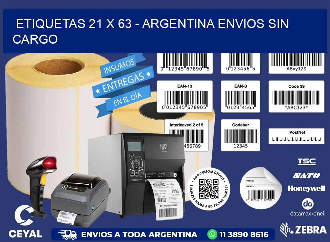 ETIQUETAS 21 x 63 - ARGENTINA ENVIOS SIN CARGO