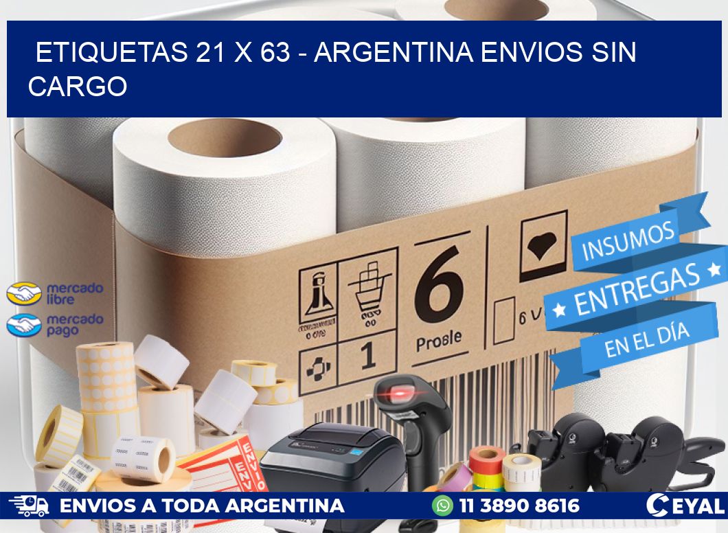 ETIQUETAS 21 x 63 - ARGENTINA ENVIOS SIN CARGO