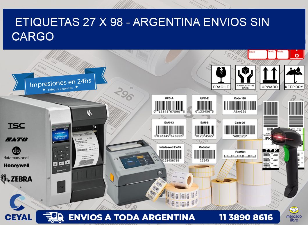 ETIQUETAS 27 x 98 - ARGENTINA ENVIOS SIN CARGO