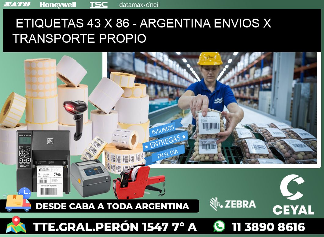 ETIQUETAS 43 x 86 - ARGENTINA ENVIOS X TRANSPORTE PROPIO