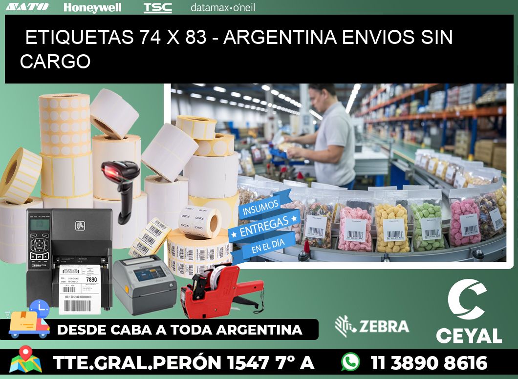 ETIQUETAS 74 x 83 - ARGENTINA ENVIOS SIN CARGO