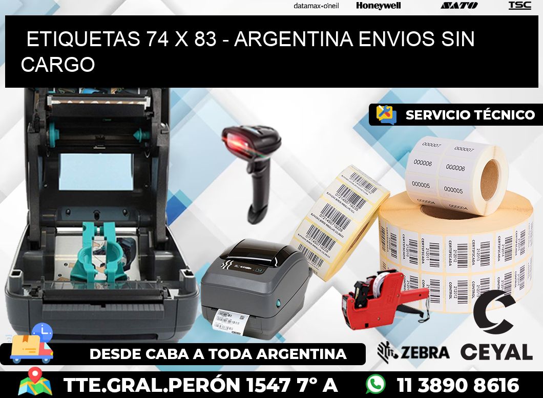 ETIQUETAS 74 x 83 - ARGENTINA ENVIOS SIN CARGO