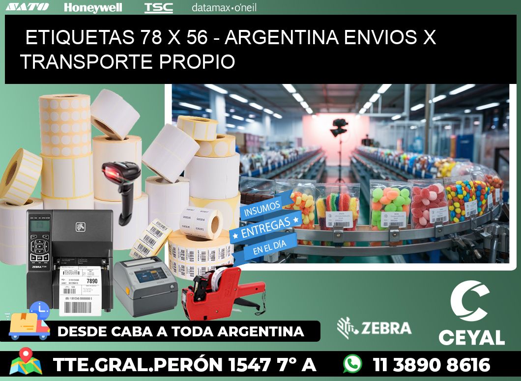 ETIQUETAS 78 x 56 - ARGENTINA ENVIOS X TRANSPORTE PROPIO