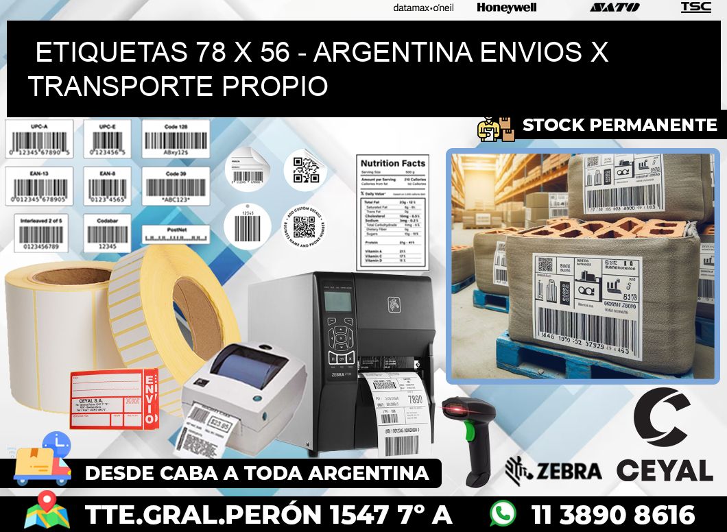 ETIQUETAS 78 x 56 – ARGENTINA ENVIOS X TRANSPORTE PROPIO