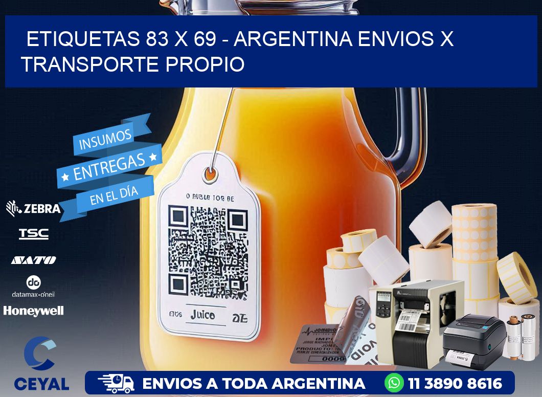 ETIQUETAS 83 x 69 - ARGENTINA ENVIOS X TRANSPORTE PROPIO