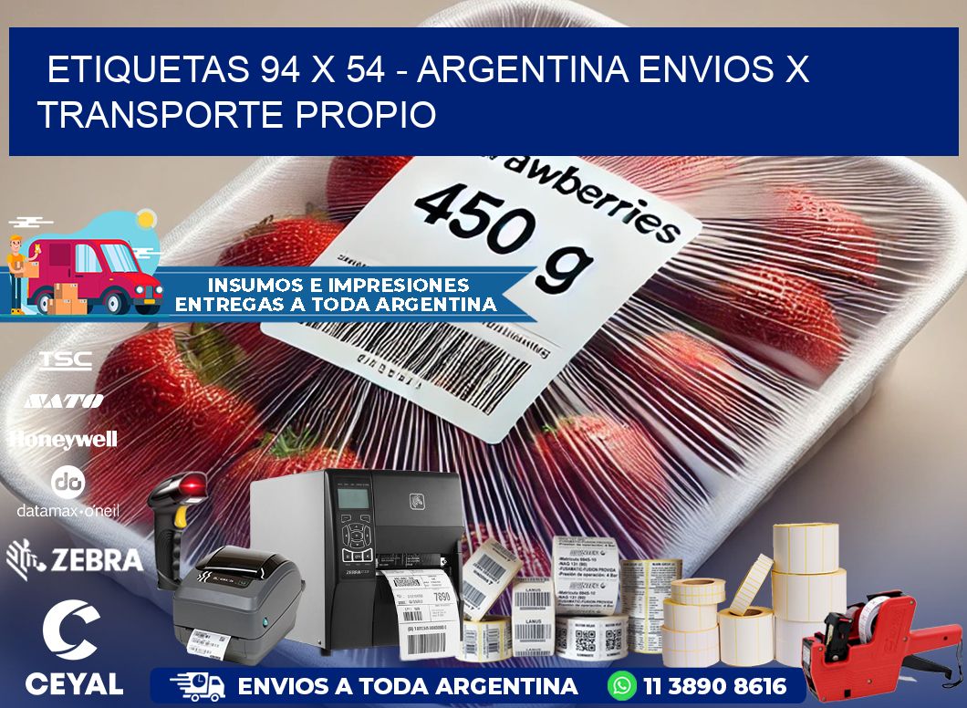 ETIQUETAS 94 x 54 - ARGENTINA ENVIOS X TRANSPORTE PROPIO