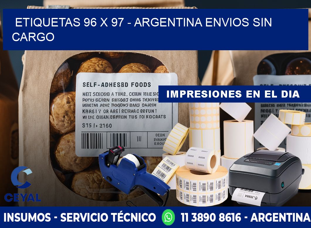 ETIQUETAS 96 x 97 - ARGENTINA ENVIOS SIN CARGO