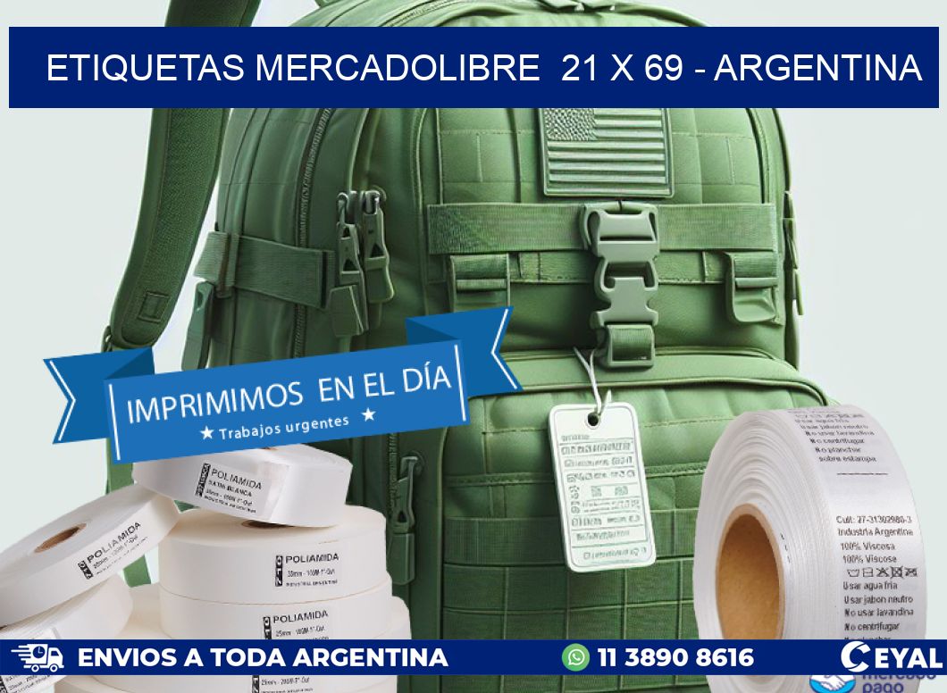 ETIQUETAS MERCADOLIBRE  21 x 69 - ARGENTINA