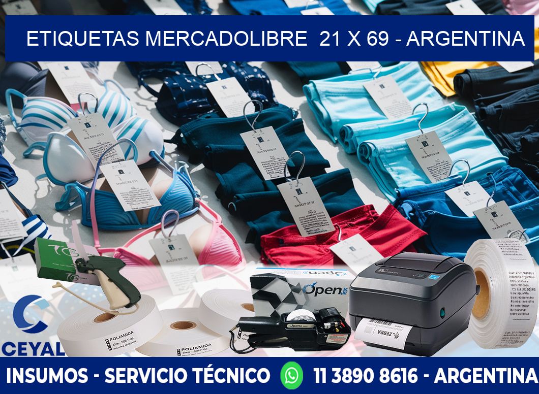 ETIQUETAS MERCADOLIBRE  21 x 69 - ARGENTINA