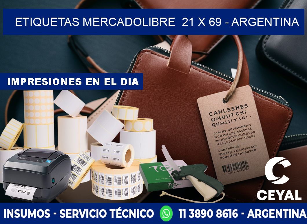 ETIQUETAS MERCADOLIBRE  21 x 69 - ARGENTINA