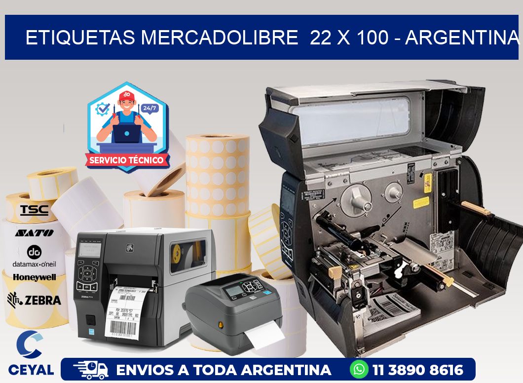 ETIQUETAS MERCADOLIBRE  22 x 100 - ARGENTINA