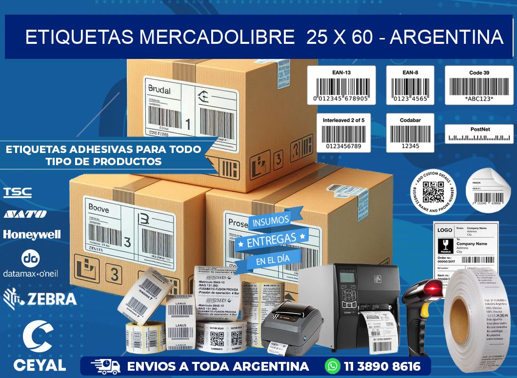 ETIQUETAS MERCADOLIBRE  25 x 60 – ARGENTINA