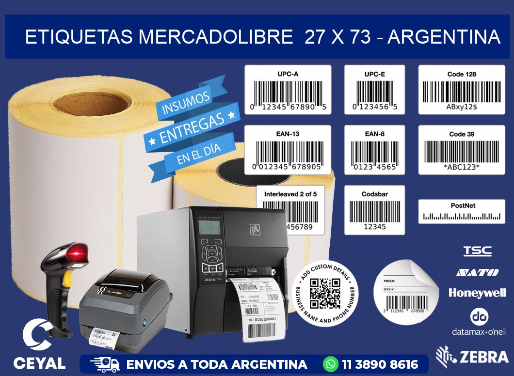 ETIQUETAS MERCADOLIBRE  27 x 73 - ARGENTINA