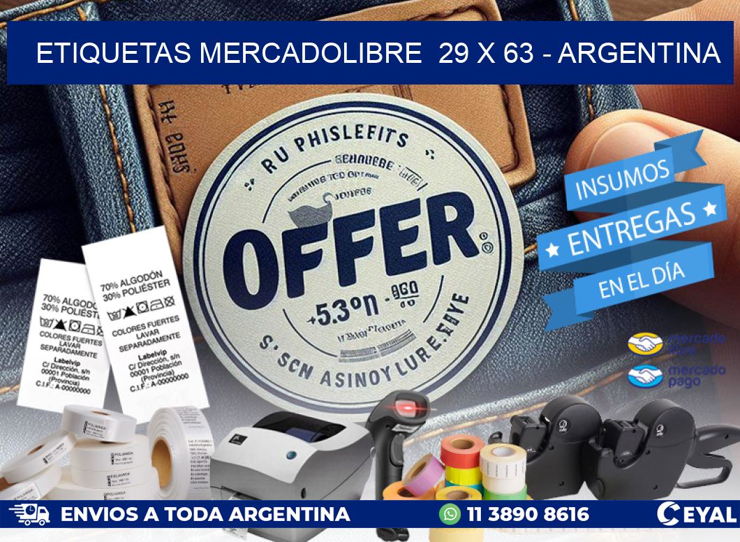 ETIQUETAS MERCADOLIBRE  29 x 63 - ARGENTINA