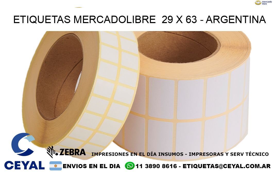 ETIQUETAS MERCADOLIBRE  29 x 63 - ARGENTINA