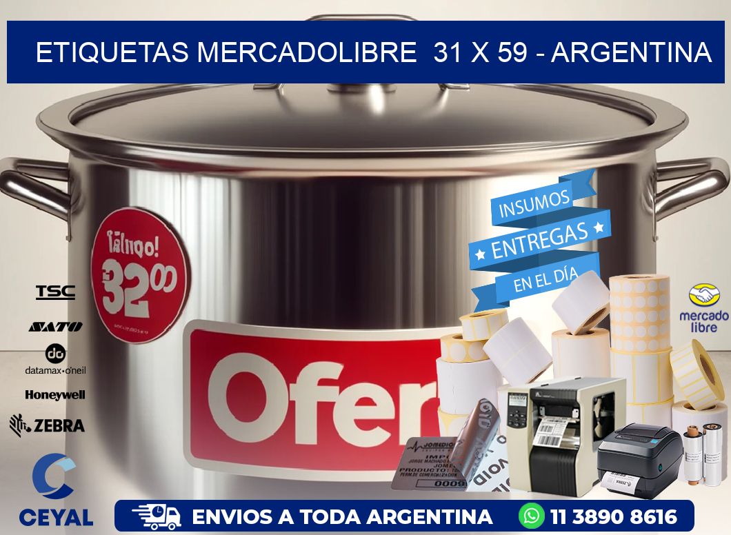 ETIQUETAS MERCADOLIBRE  31 x 59 - ARGENTINA