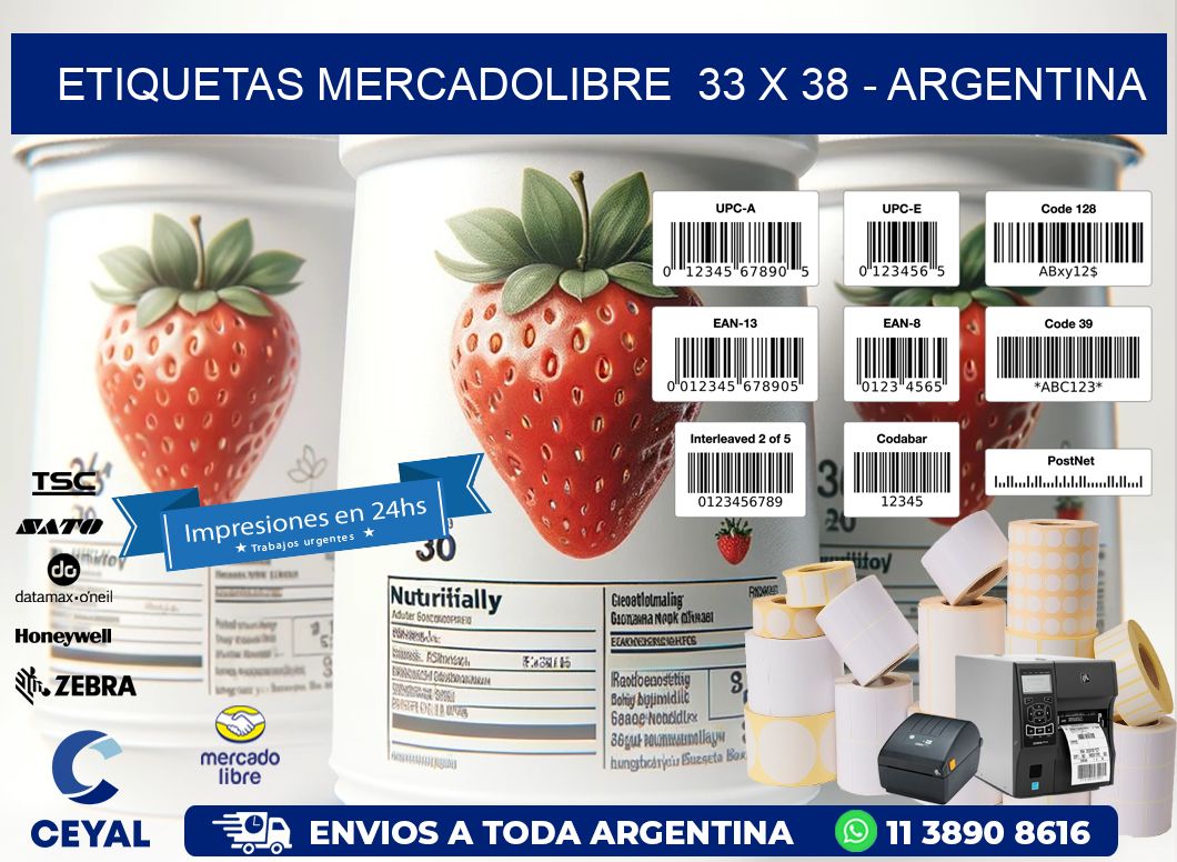 ETIQUETAS MERCADOLIBRE  33 x 38 - ARGENTINA