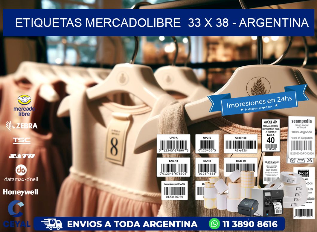 ETIQUETAS MERCADOLIBRE  33 x 38 - ARGENTINA