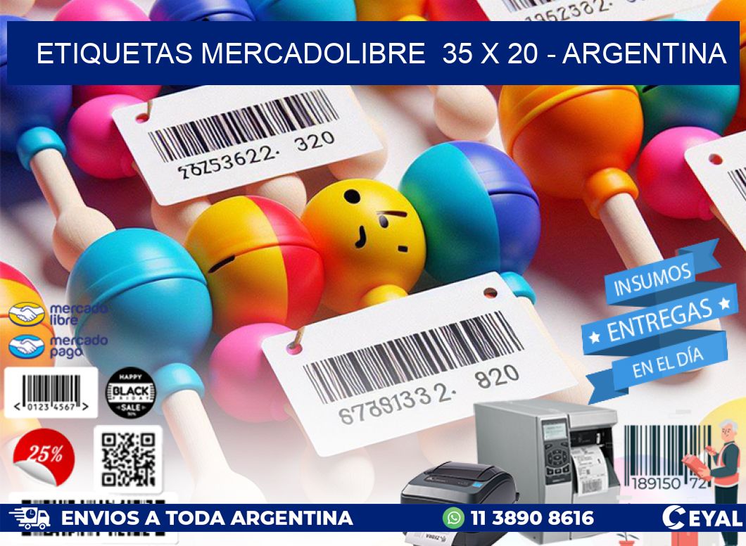 ETIQUETAS MERCADOLIBRE  35 x 20 - ARGENTINA