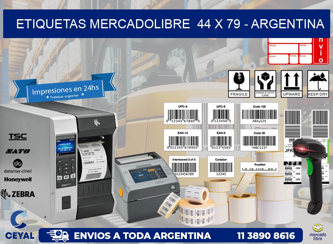 ETIQUETAS MERCADOLIBRE  44 x 79 - ARGENTINA