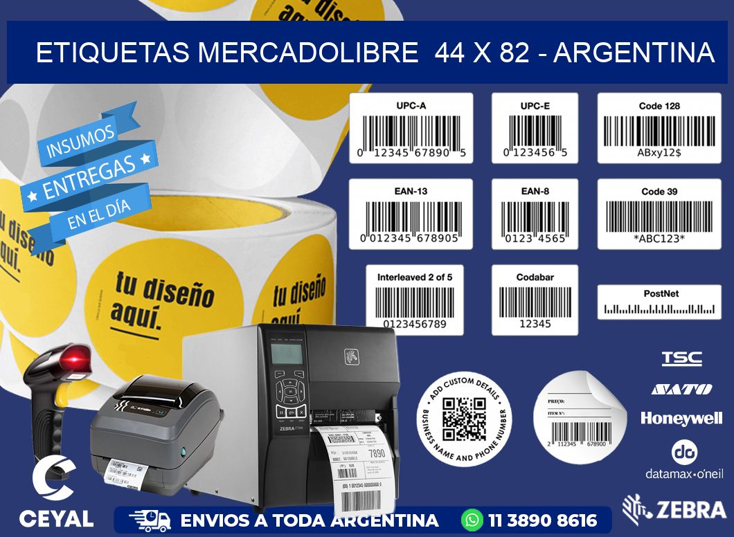 ETIQUETAS MERCADOLIBRE  44 x 82 - ARGENTINA