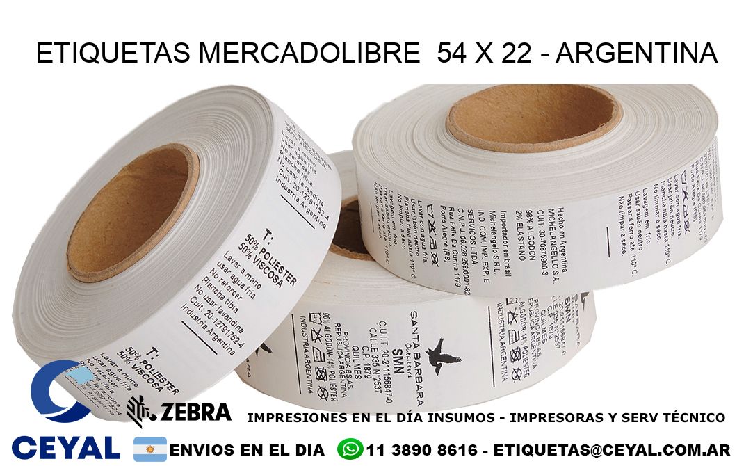 ETIQUETAS MERCADOLIBRE  54 x 22 - ARGENTINA