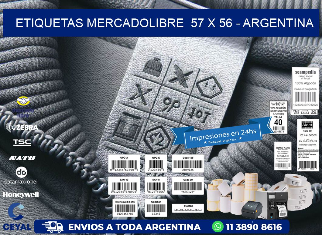 ETIQUETAS MERCADOLIBRE  57 x 56 - ARGENTINA