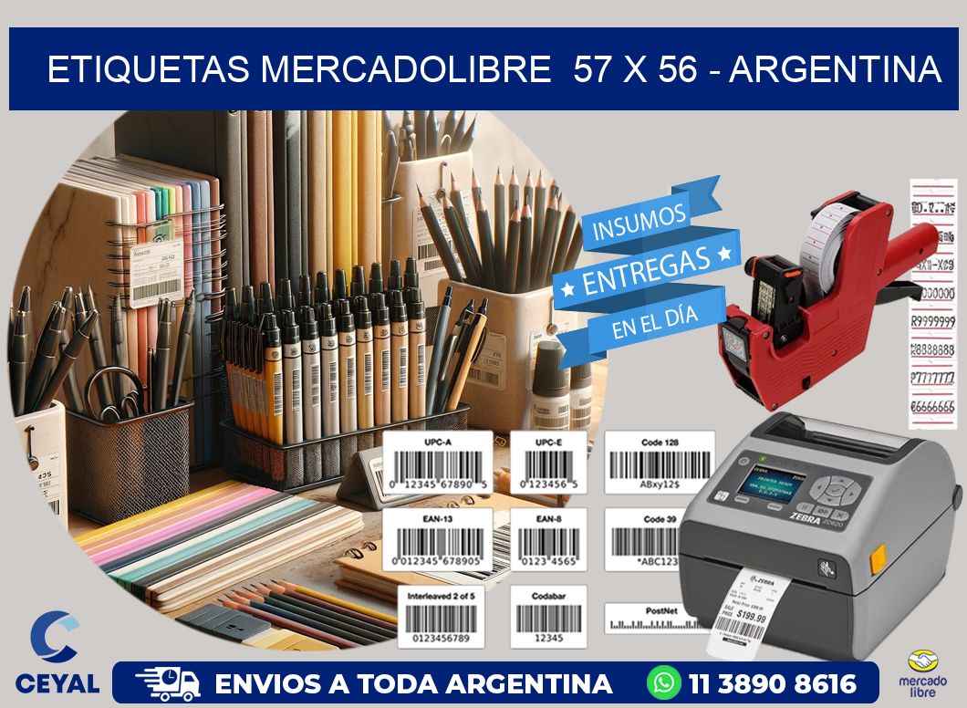 ETIQUETAS MERCADOLIBRE  57 x 56 - ARGENTINA