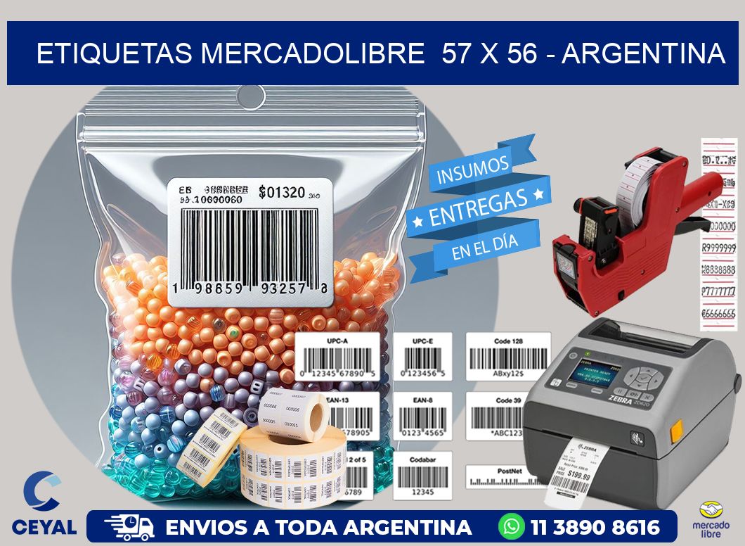 ETIQUETAS MERCADOLIBRE  57 x 56 - ARGENTINA