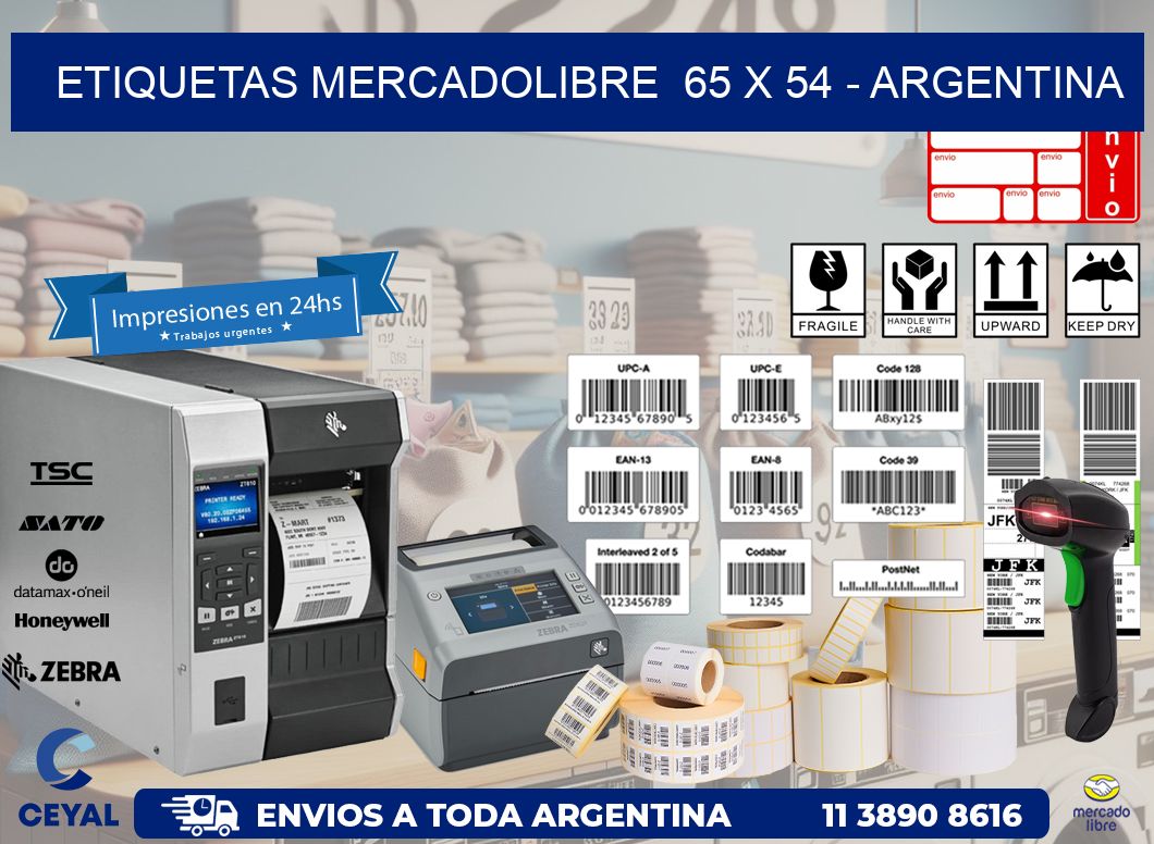 ETIQUETAS MERCADOLIBRE  65 x 54 - ARGENTINA