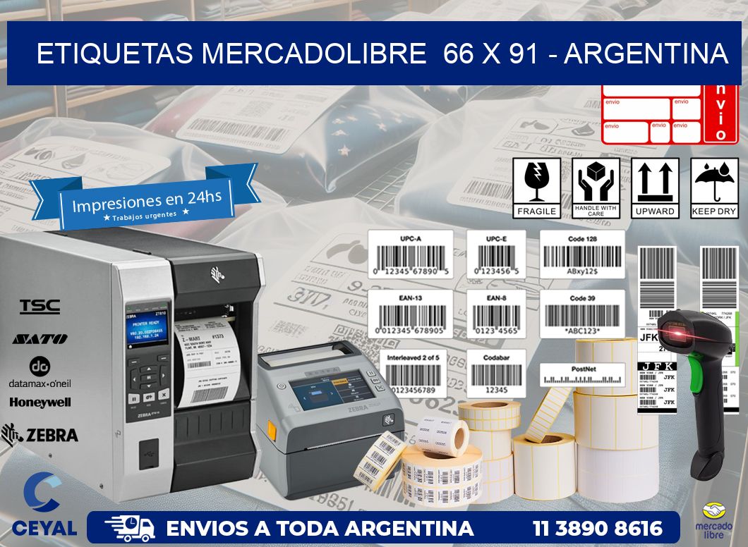 ETIQUETAS MERCADOLIBRE  66 x 91 - ARGENTINA