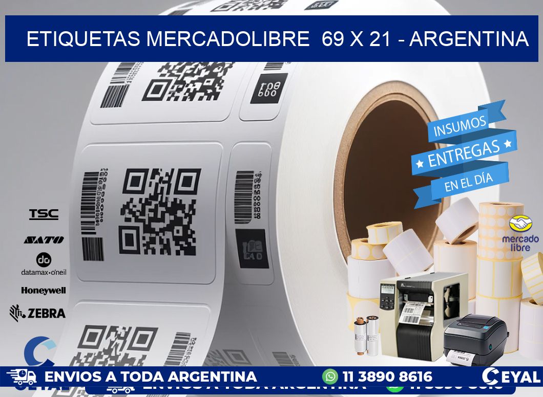 ETIQUETAS MERCADOLIBRE  69 x 21 - ARGENTINA