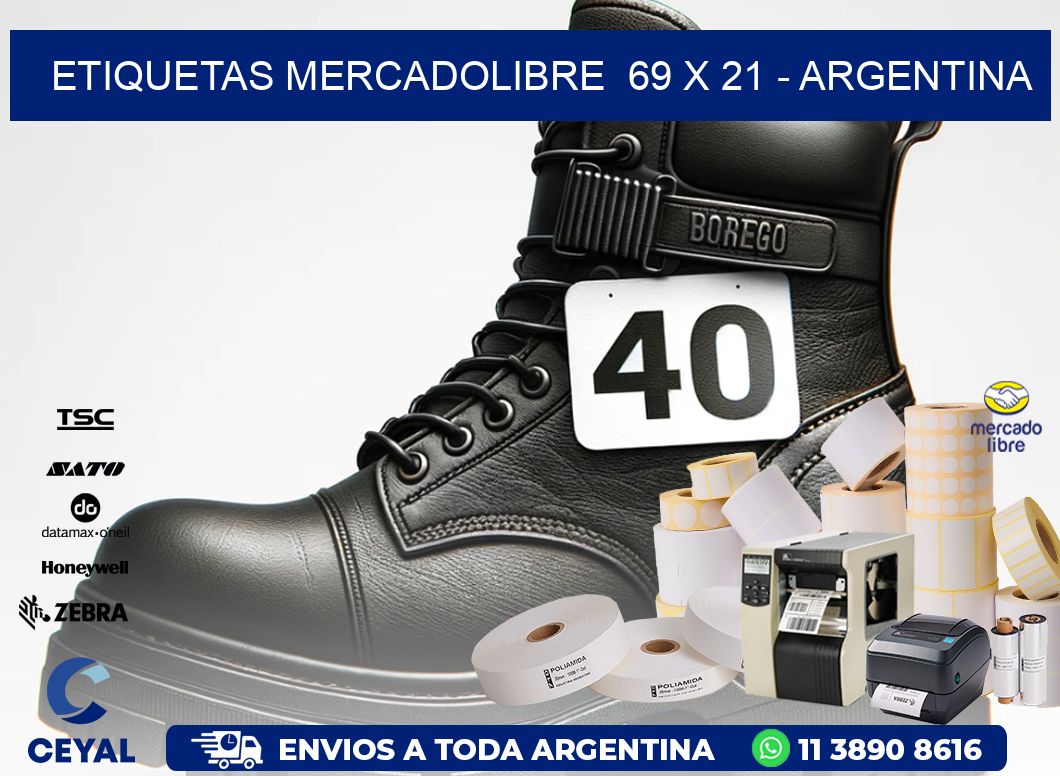 ETIQUETAS MERCADOLIBRE  69 x 21 - ARGENTINA