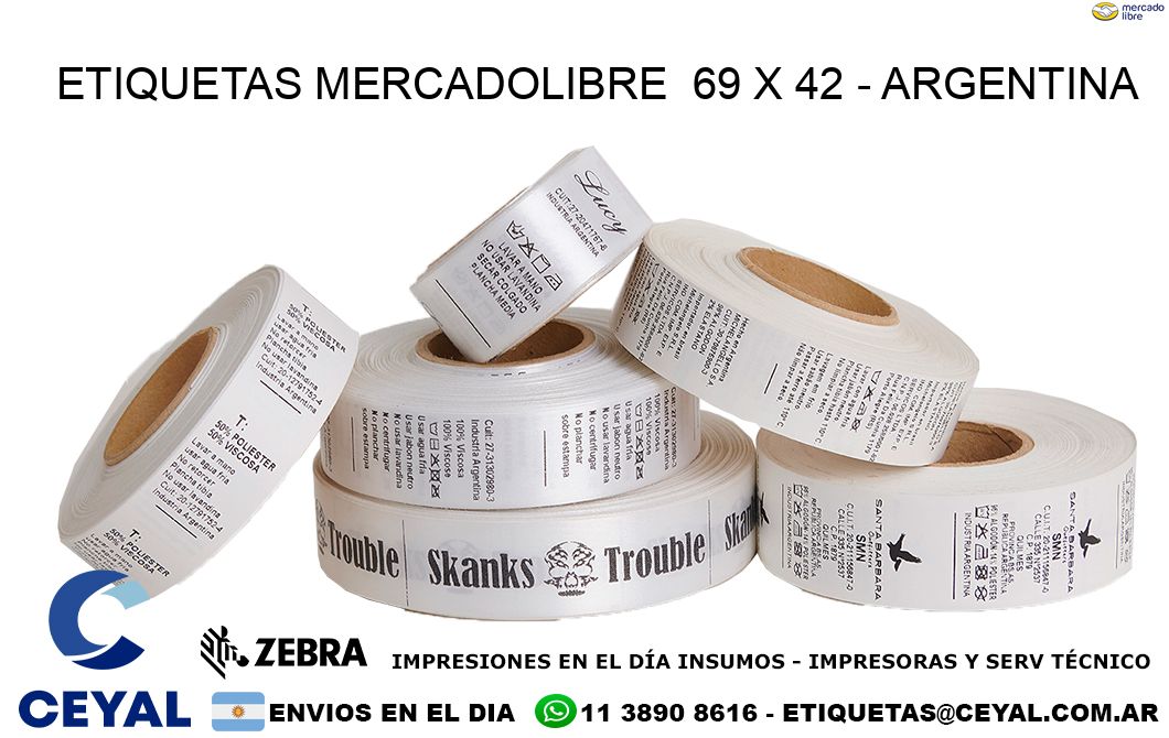 ETIQUETAS MERCADOLIBRE  69 x 42 - ARGENTINA