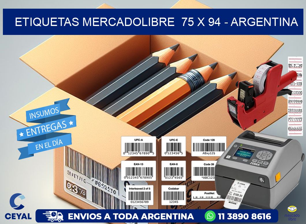 ETIQUETAS MERCADOLIBRE  75 x 94 - ARGENTINA