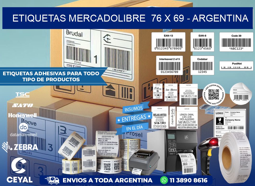 ETIQUETAS MERCADOLIBRE  76 x 69 - ARGENTINA