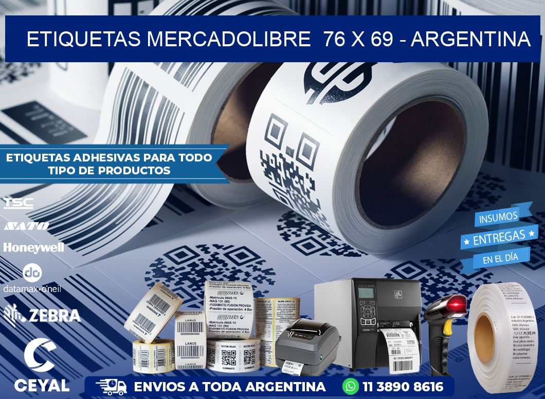 ETIQUETAS MERCADOLIBRE  76 x 69 – ARGENTINA