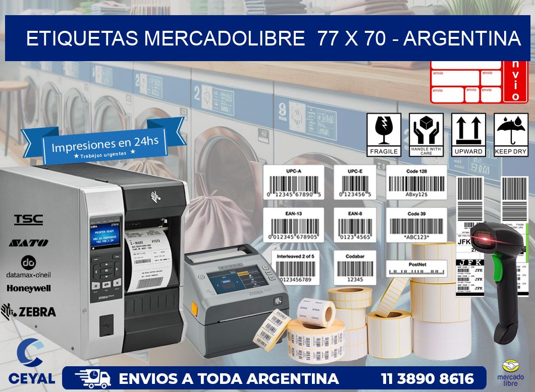 ETIQUETAS MERCADOLIBRE  77 x 70 - ARGENTINA