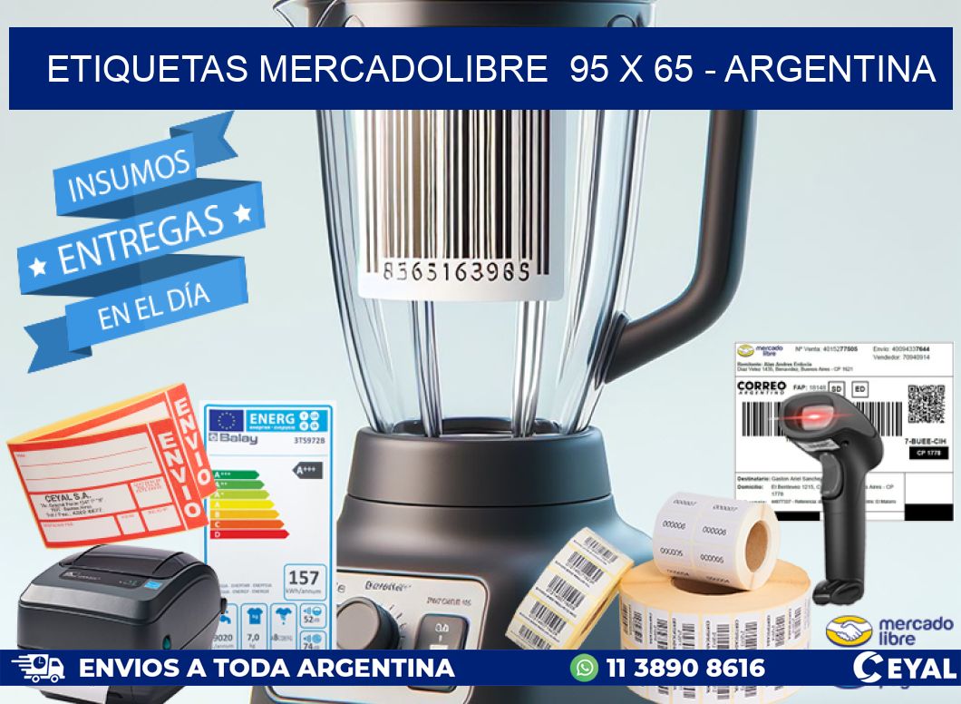 ETIQUETAS MERCADOLIBRE  95 x 65 - ARGENTINA