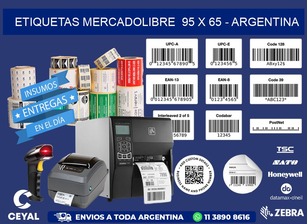 ETIQUETAS MERCADOLIBRE  95 x 65 - ARGENTINA